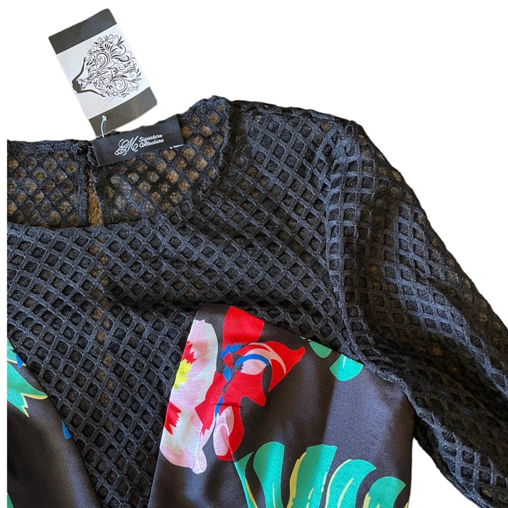 Floral Colorful Mesh Peplum Top - Picture 6 of 11